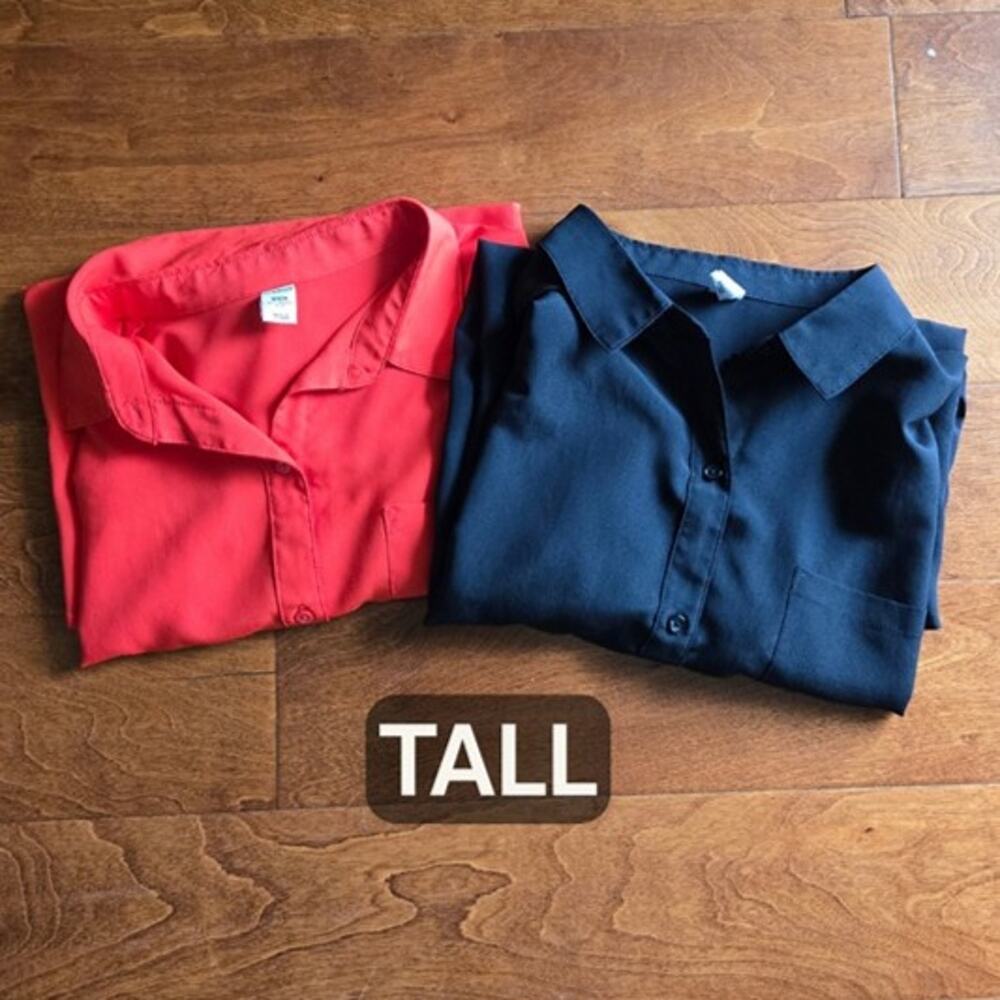 Old Navy Button Down Shirt Bundle (2) Orange-Red & Black M Tall Lightweight